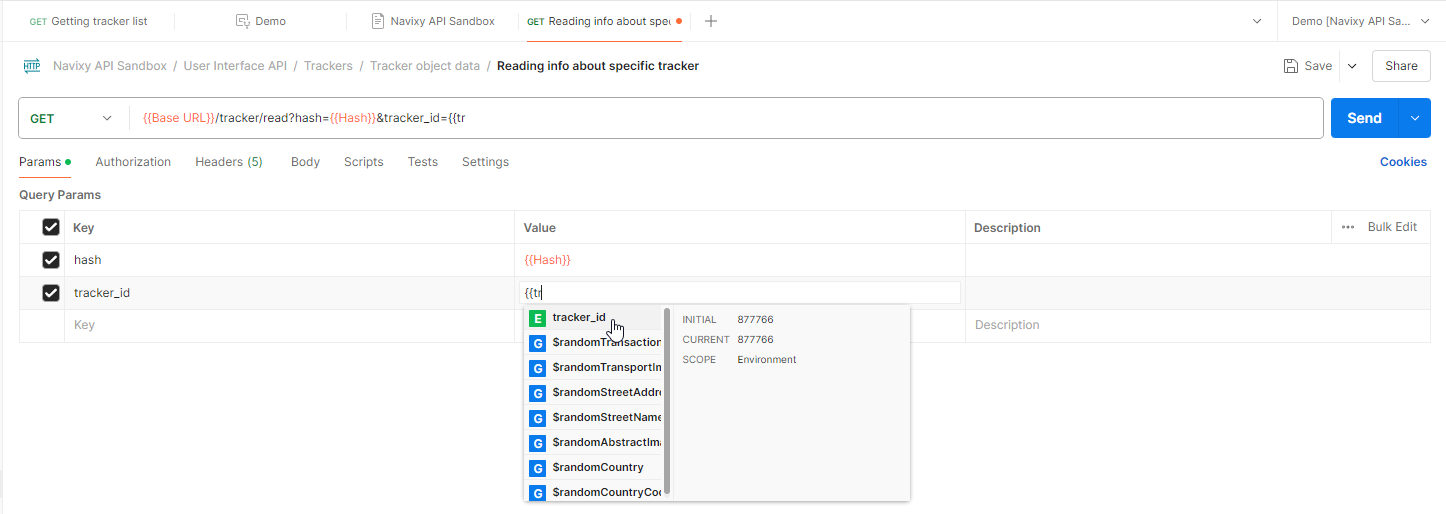 Managing environments | Navixy API Sandbox | Postman API Network