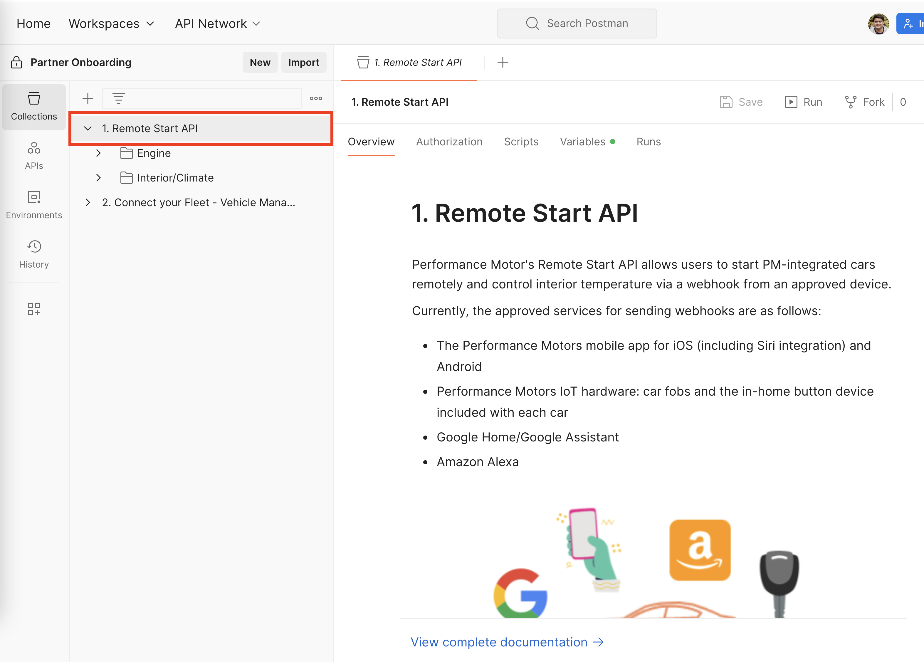 Partner API Onboarding - Performance Motors | Postman API Network